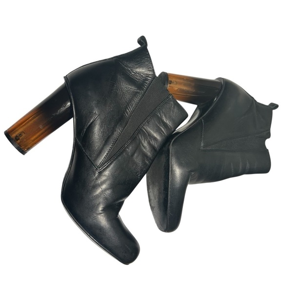 Pure Navy Made In Spain Black Leather Booties Sz 39 (8) - Picture 7 of 11